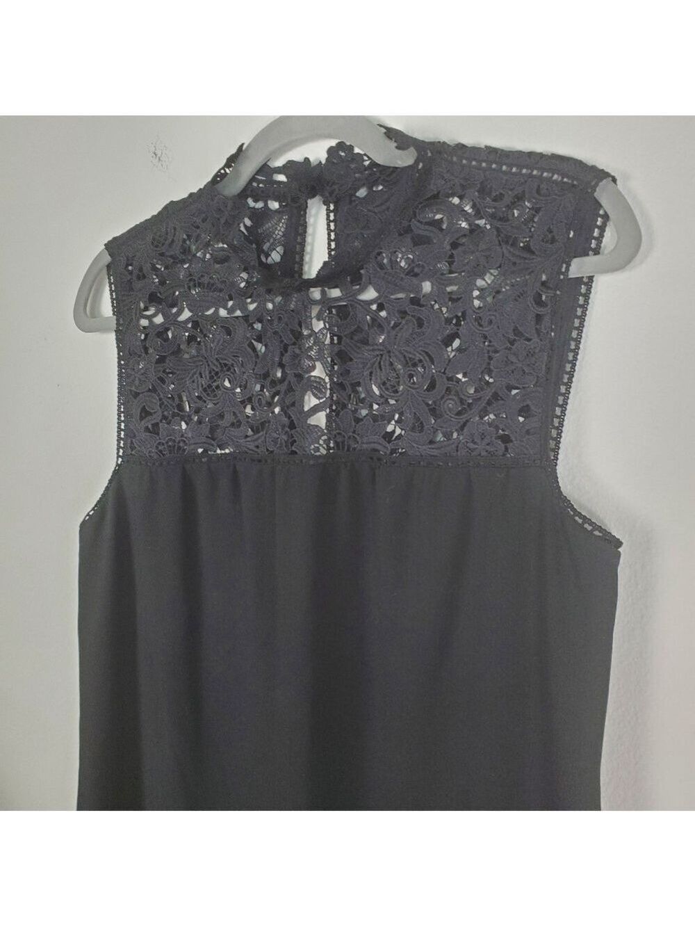 Theory Black Lace Dress Women's Size 8 Mini Sleeveless Sheath - Picture 3 of 11